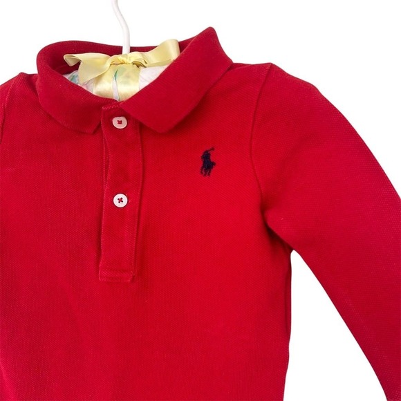 Ralph Lauren Other - Ralph Lauren Baby Polo Long Sleeve Bodysuit Red 9 Months Unisex